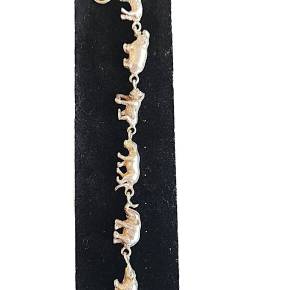 Estate Sterling Silver Safari Bracelet Featuring Gorilla/Water Buffalo/Elephant - Picture 3 of 3